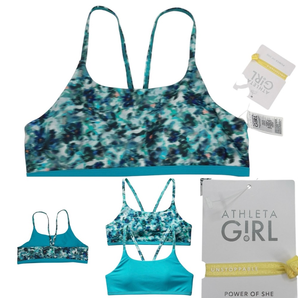 Athleta Girl Reversible Turquoise Blue Tie Dye Bikini Top Sz. XXL NWT